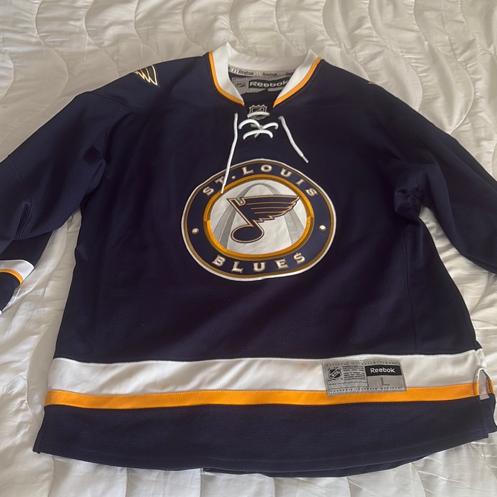 Reebok Blue and White Hockey Jersey